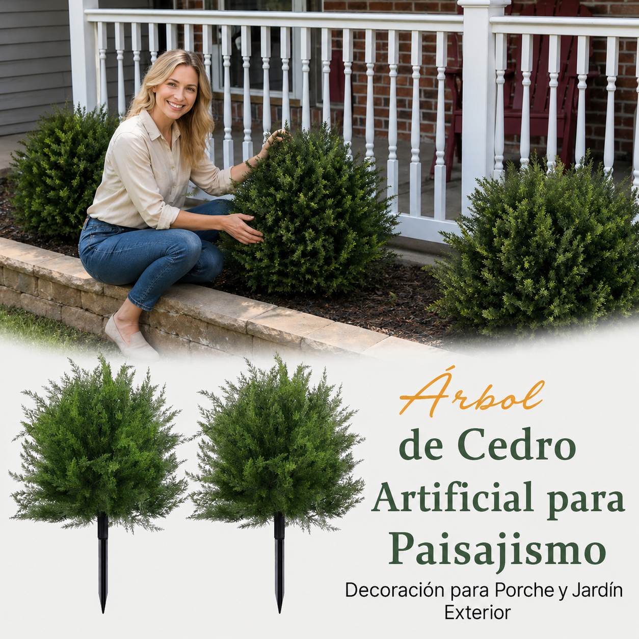 Árbol artificial de cedro para paisajismo – Decoración para porches y jardines exteriores