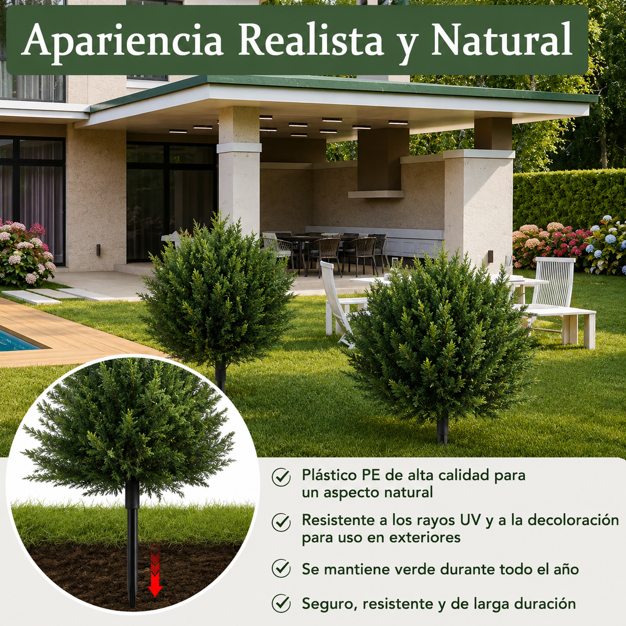 Árbol artificial de cedro para paisajismo – Decoración para porches y jardines exteriores