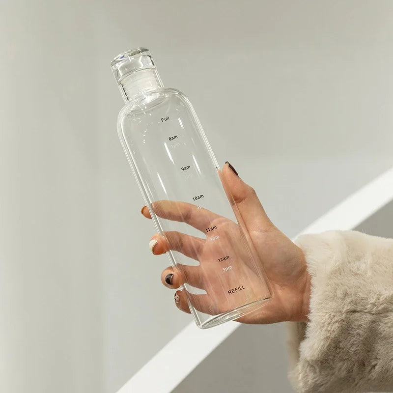 Sports Water Bottle with Time Marker and Hydration Control