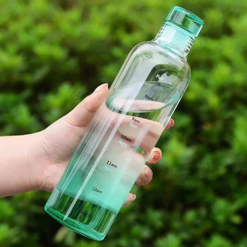 Sports Water Bottle with Time Marker and Hydration Control