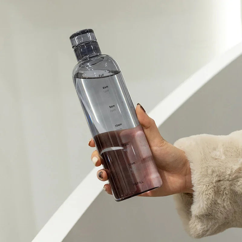 Sports Water Bottle with Time Marker and Hydration Control