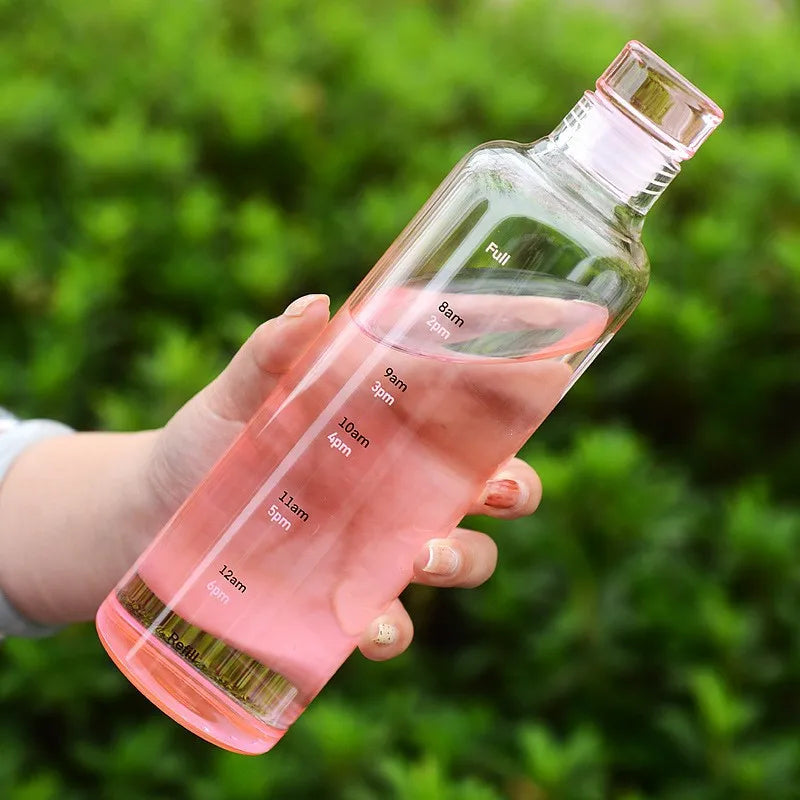 Sports Water Bottle with Time Marker and Hydration Control