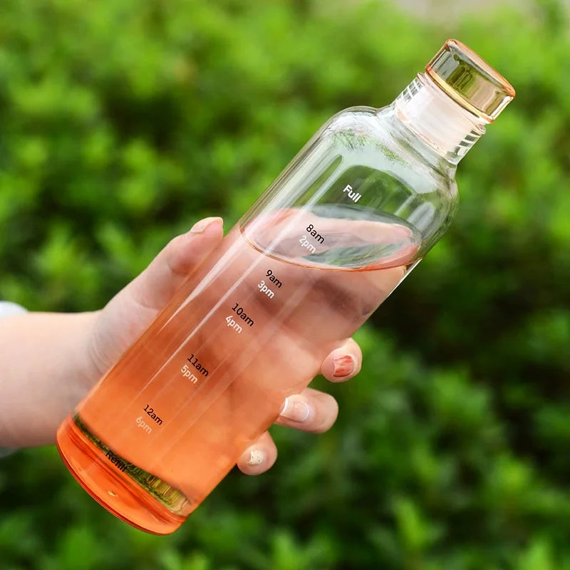 Sports Water Bottle with Time Marker and Hydration Control